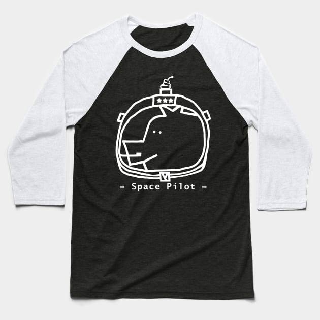 White Line Space Pilot Astronaut Pig Portrait Baseball T-Shirt by ellenhenryart